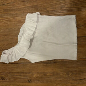 One Shoulder White Ruffle game day shirt
